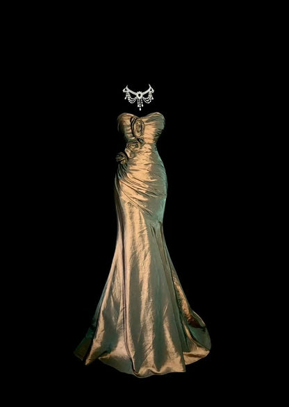 Retro Mermaid Sweetheart Satin Pleated Long Prom Dress,Party Dress,Formal Evening Dress GG4768
