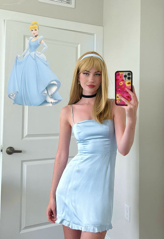 Cute Pale Blue A Line Spaghetti Straps Satin Short Homecoming Dress,Vacation Dress,Summer 19th Birthday Dress GG5030