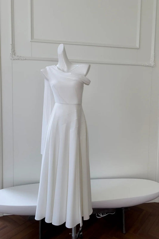 Classy A Line One Shoulder Satin Long Prom Dress,Evening Dress GG5210