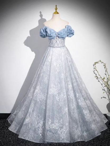Fairy A Line Off The Shoulder Lace Sequin Long Prom Dress ,Evening Dress GG522