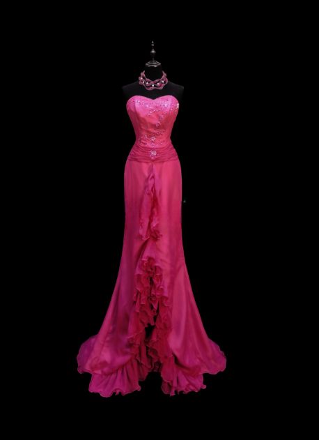 Chic Mermaid Sweetheart Satin Ruffle Without Sleeves Long Prom Dress,Evening Dress GG5361