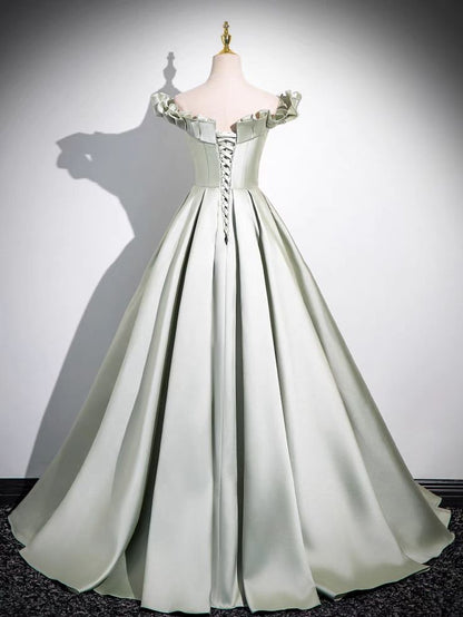 Princessful A Line Off The Shoulder Satin Long Prom Dress,Evening Dress GG547