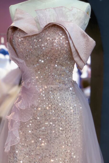 Pretty Pink A Line Off The Shoulder Satin Tulle Sequin Without Sleeves Long Prom Dress,Evening Dress GG5508