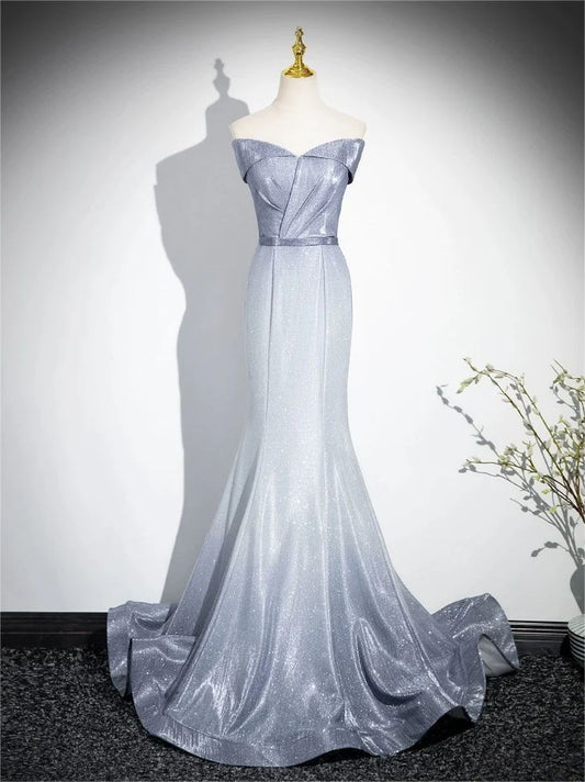 Ombre Mermaid Off The Shoulder Satin Sequin Long Prom Dress,Evening Dress GG553