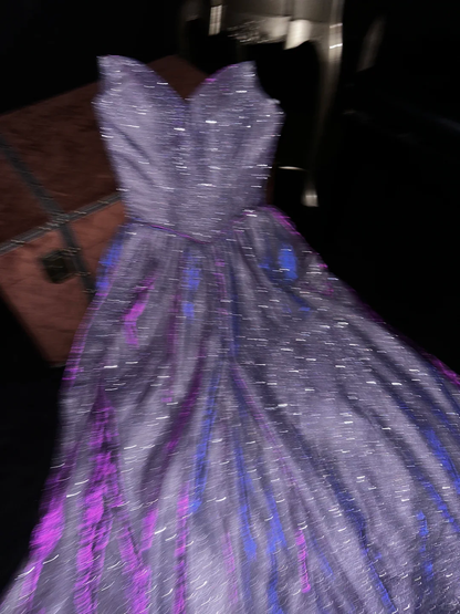Shiny A Line Strapless Satin Sequin Without Sleeves Long Prom Dress,Evening Dress GG5559