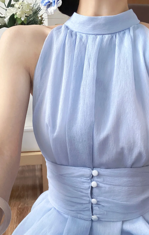 Elegant A Line Halter Chiffon Without Sleeves Long Prom Dress,Evening Dress GG5586