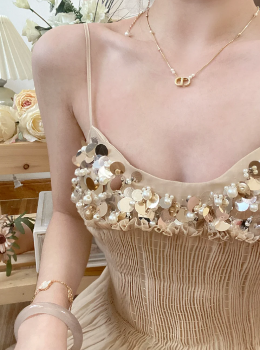 Obsessed A Line Spaghetti Straps Chiffon Sequin Without Sleeves Long Prom Dress,Evening Dress GG5594