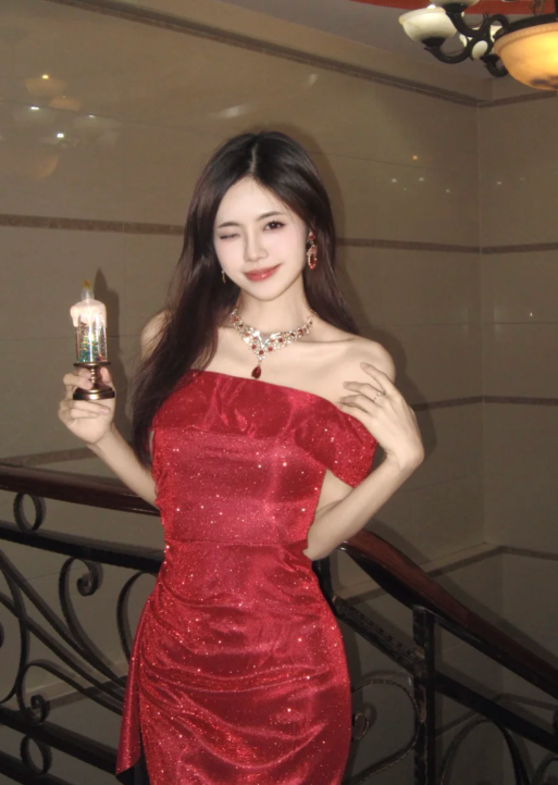 Shiny Mermaid Off The Shoulder Red Satin Sequin Without Sleeves Long Prom Dress,Evening Dress GG5596