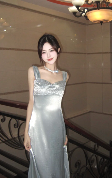 Classy Mermaid Silver Satin Without Sleeves Long Prom Dress,Evening Dress GG5597
