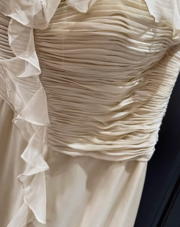 Chic Mermaid Strapless Chiffon Ruffle Without Sleeves Long Prom Dress,Evening Dress GG5609