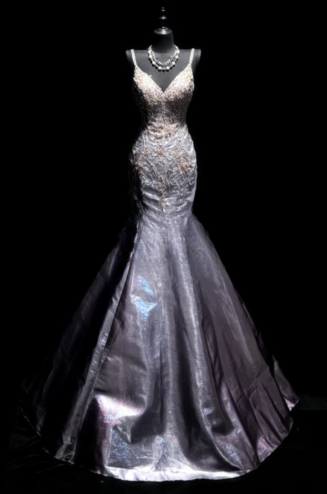 Gorgeous Mermaid Spaghetti Straps Satin Beaded Without Sleeves Long Prom Dress,Evening Dress GG5615