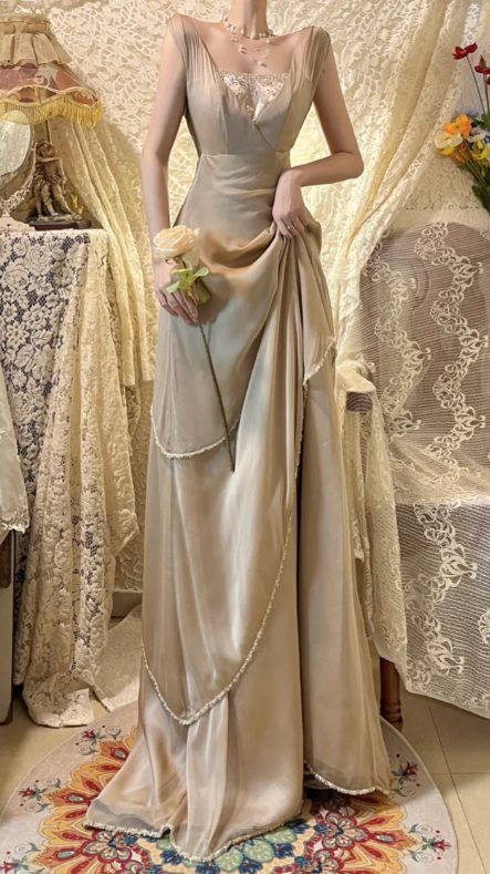 Elegant A Line Chiffon Without Sleeves Long Prom Dress,Evening Dress GG5616