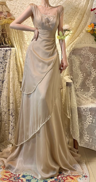 Elegant A Line Chiffon Without Sleeves Long Prom Dress,Evening Dress GG5616