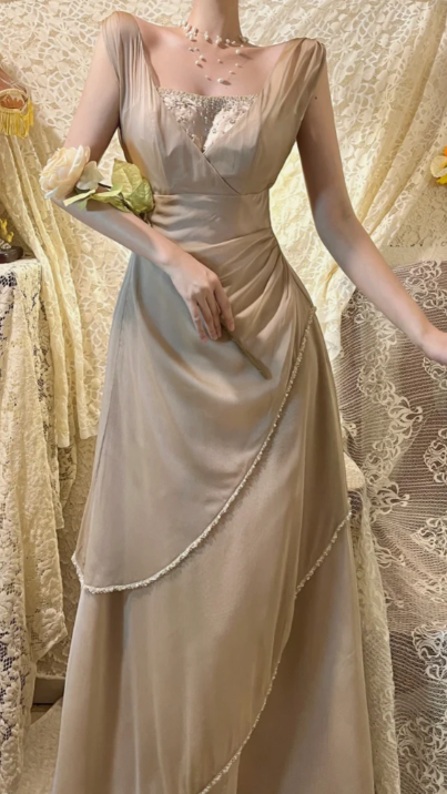 Elegant A Line Chiffon Without Sleeves Long Prom Dress,Evening Dress GG5616