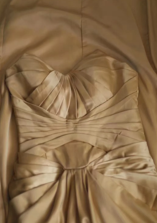 Classy Mermaid Strapless Pleated Satin Without Sleeves Long Prom Dress,Evening Dress GG5635