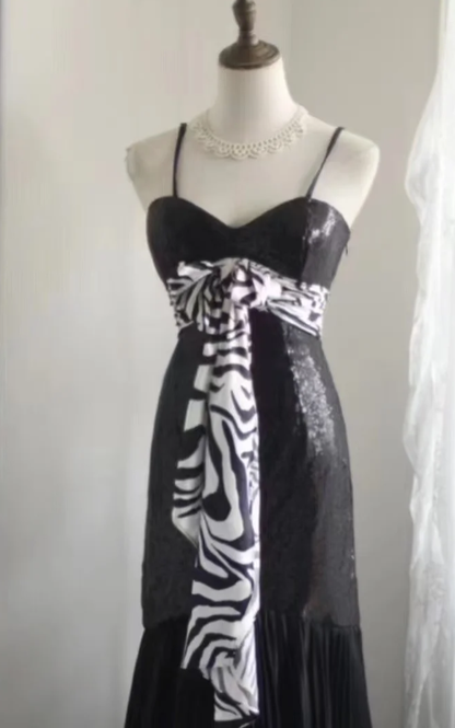Shiny Mermaid Black Spaghetti Straps Sequin Without Sleeves Long Prom Dress,Evening Dress GG5637