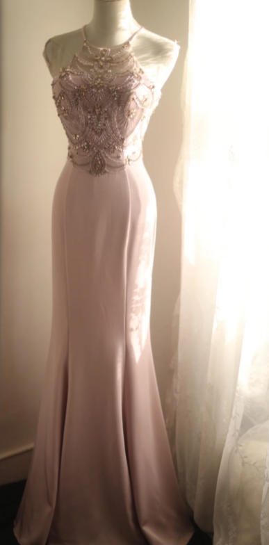 Gorgeous Mermaid Halter Satin Beads Without Sleeves Long Prom Dress,Evening Dress GG5638