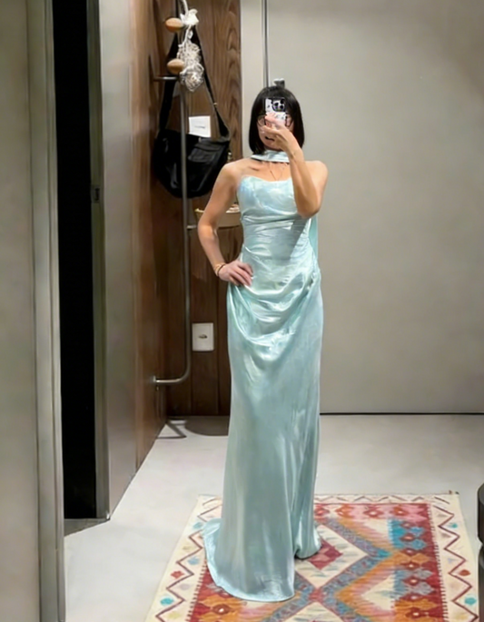 Classy Mermaid Strapless Satin Long Prom Dress,Evening Dress GG5655