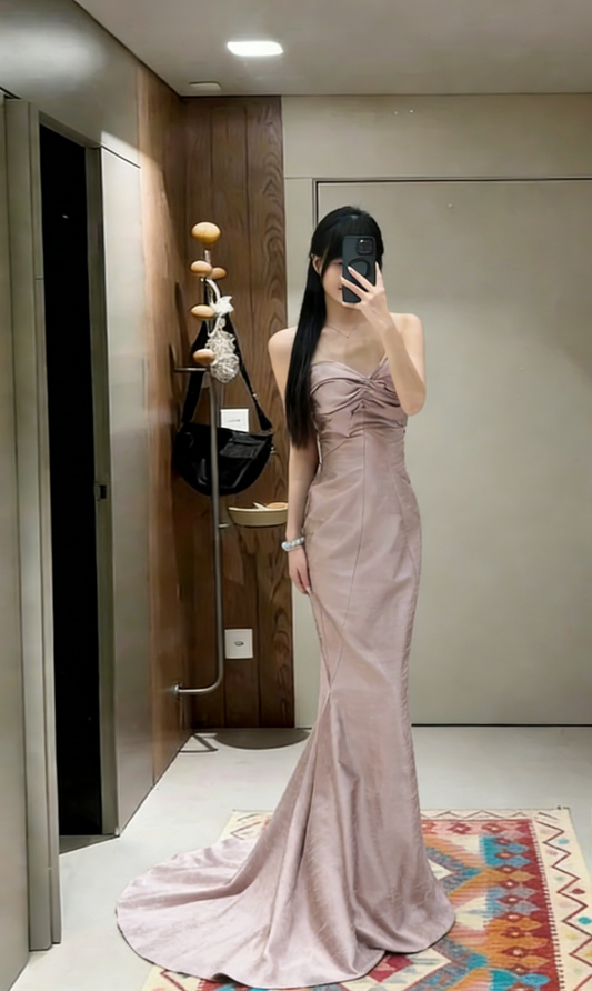 Elegant Mermaid Strapless Satin Long Prom Dress,Evening Dress GG5657