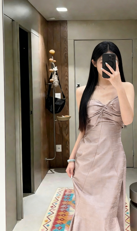 Elegant Mermaid Strapless Satin Long Prom Dress,Evening Dress GG5657
