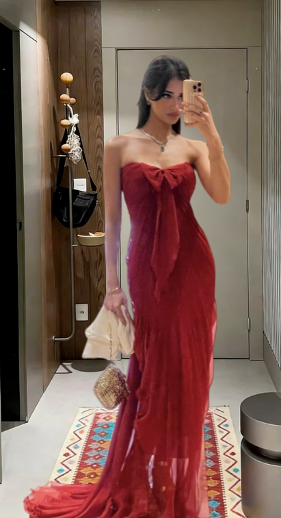 Chic Mermaid Strapless Tulle Long Prom Dress,Evening Dress GG5686
