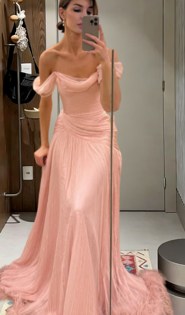 Classy A Line Off The Shoulder Tulle Long Prom Dress,Evening Dress GG5687