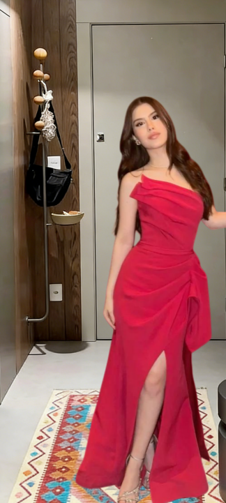 Formal Mermaid Strapless Pleated Satin Slit Long Prom Dress,Evening Dress GG5688