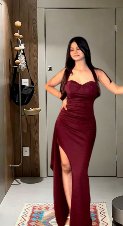 Sexy Burgundy Mermaid Spaghetti Straps Satin Slit Long Prom Dress,Evening Dress GG5696