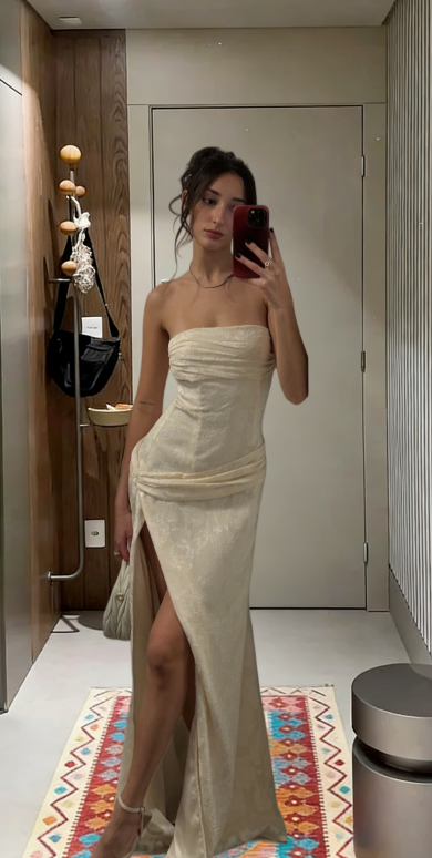 Pretty Mermaid Strapless Satin Slit Long Prom Dress,Evening Dress GG5731