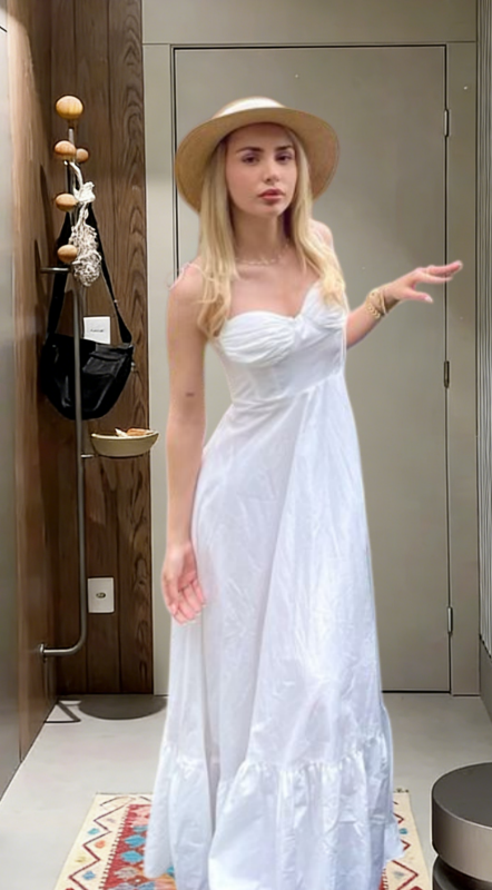Pretty White A Line Spaghetti Straps Satin Long Prom Dress,Evening Dress GG5747