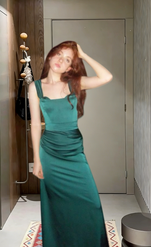 Elegant Mermaid Square Satin Long Prom Dress,Evening Dress GG5754