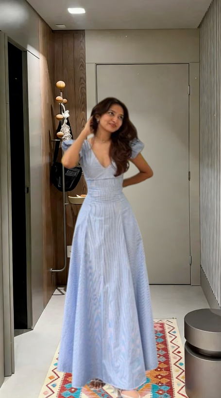 Pretty A Line V Neck Satin Long Prom Dress,Evening Dress GG5777