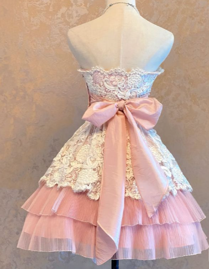 Princess A Line Strapless Lace Short Homecoming Dress,17th Birthday Dress GG5806