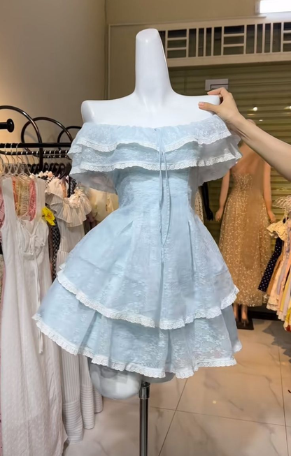 Sweet A Line Off The Shoulder Chiffon Lace Short Homecoming Dress,17th Birthday Dress GG5809