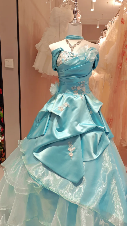 Princess Ball Gown Off The Shoulder Satin Long Prom Dress,Evening Dress GG5812