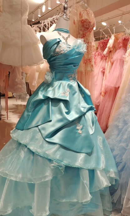 Princess Ball Gown Off The Shoulder Satin Long Prom Dress,Evening Dress GG5812