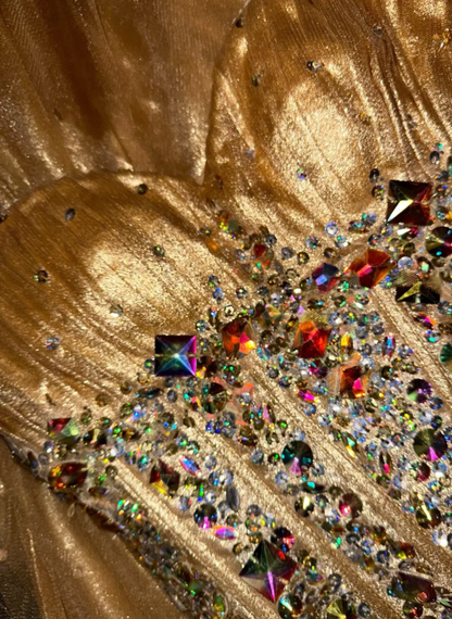 Chic Gold A Line Sweetheart Tulle Sequin Long Prom Dress,Evening Dress GG5814