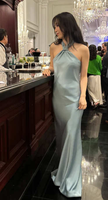 Pretty Mermaid Halter Satin Long Prom Dress,Evening Dress GG5825