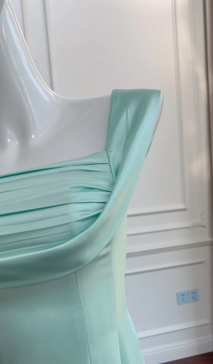 Sleek Square Neck A-Line Prom Dress Bow Satin Long Evening Dress GG5826
