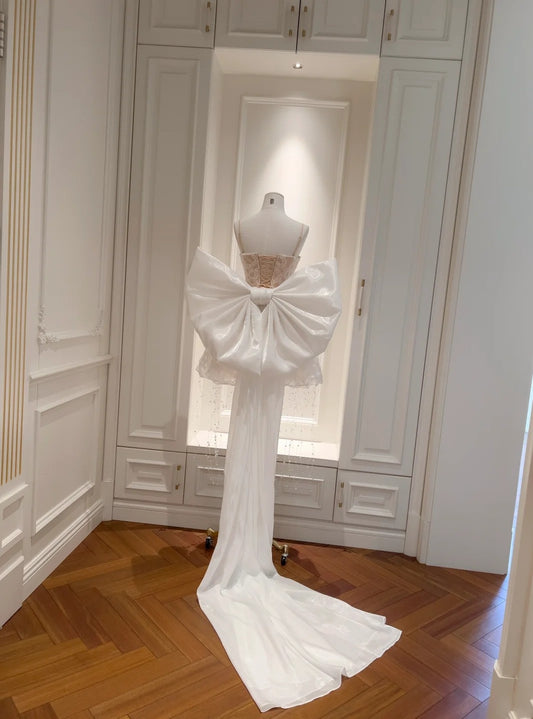 Sweet Spaghetti Straps Light Pink Homecoming Dress Beads Tassel Birthday Dress Bow Train A-Line Mini Dress GG5838