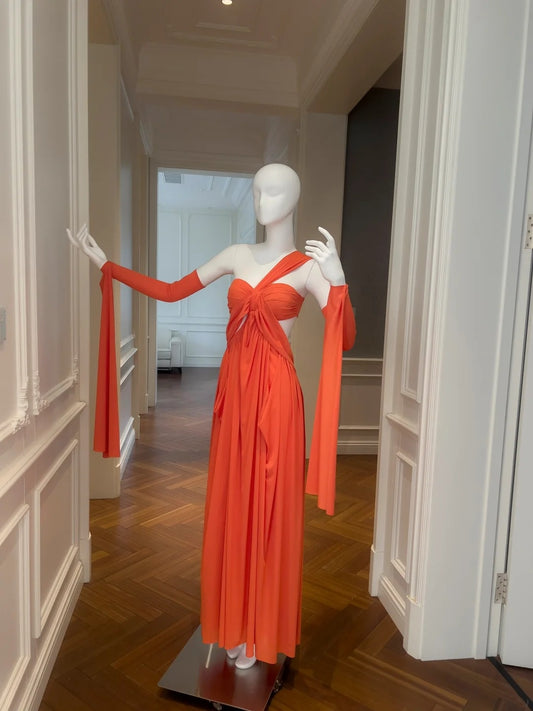 Trendy One Shoulder Prom Dress Orange A-Line Evening Dress GG5848