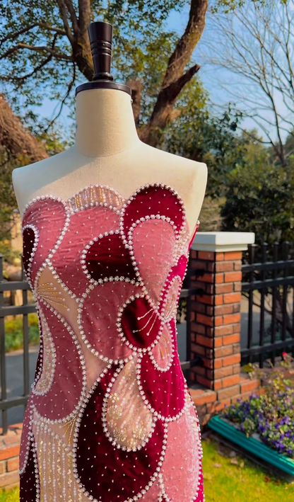 Fashion Strapless Sheath Prom Dress Sequins Beads Evening Dress GG5850