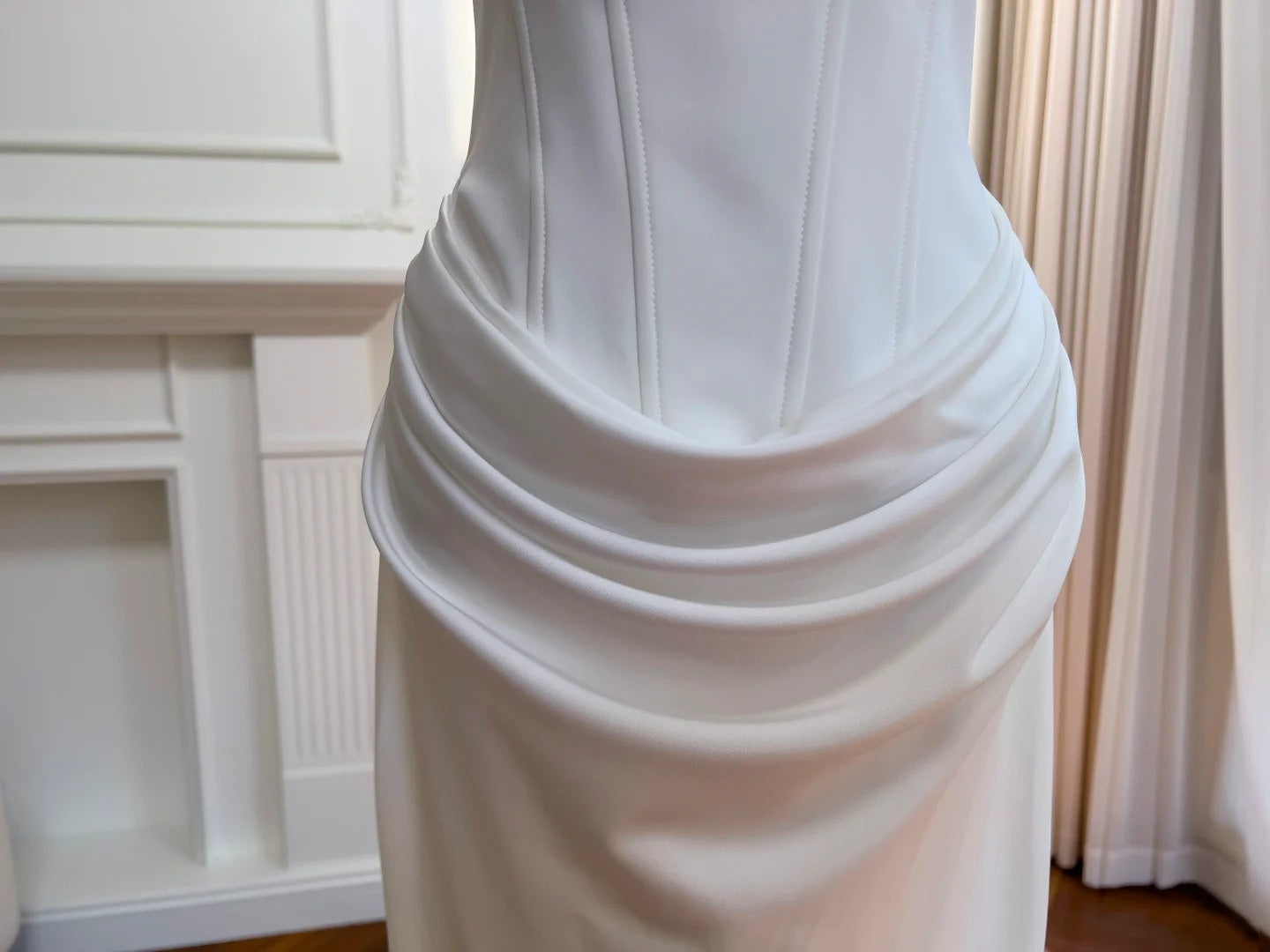 Elegant White Prom Dress Spaghetti Straps Satin Mermaid Evening Dress GG5854