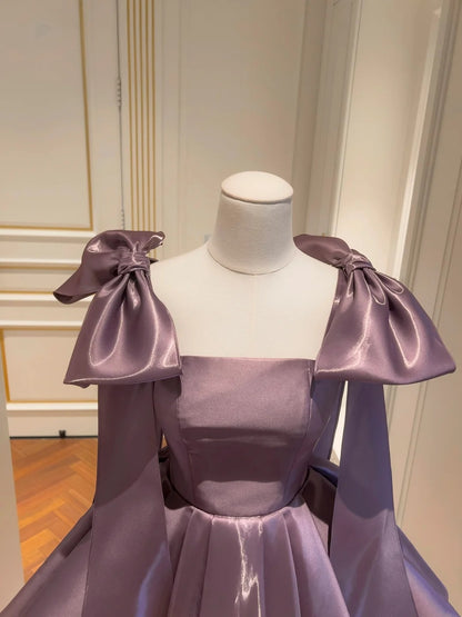 Alluring Purple Homecoming Dress Spaghetti Straps Birthday Dress Satin A-Line Mini Dress GG5856