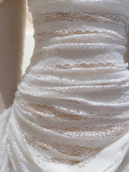 Graceful White Lace Homecoming Dress Off-the-Shoulder Birthday Dress Draped A-Line Mini Dress GG5860