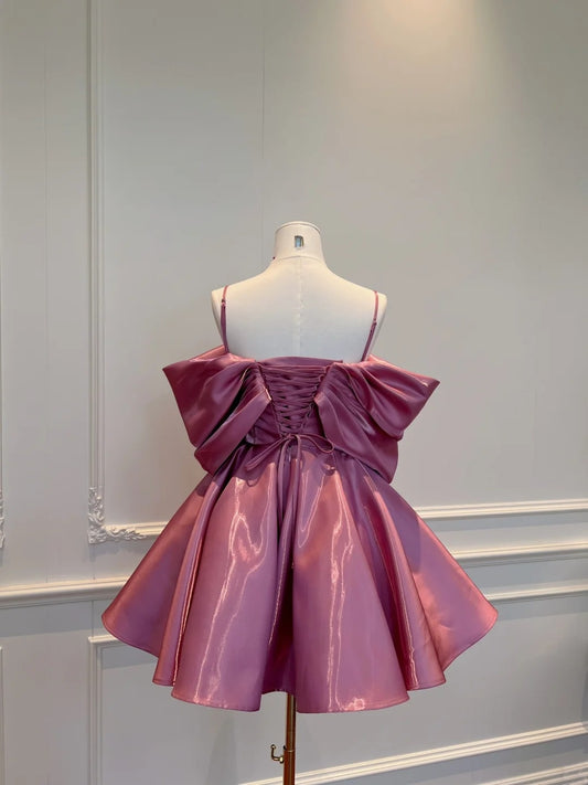 Adorable Purple Homecoming Dress Satin Birthday Dress A-Line Mini Dress GG5863