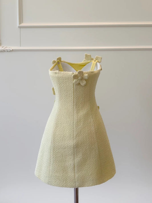 Cute Strapless Yellow Homecoming Dress Appliques Birthday Dress A-Line Mini Dress GG5864