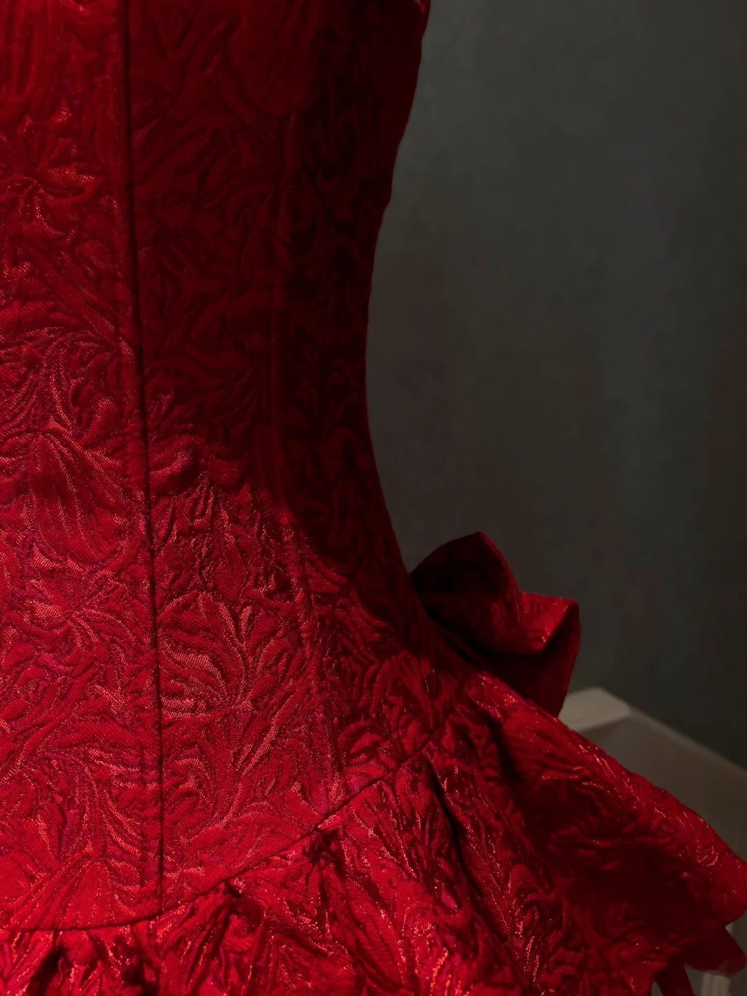 Trendy Red Homecoming Dress Jacquard A-Line Birthday Dress Bows Mini Dress GG5866