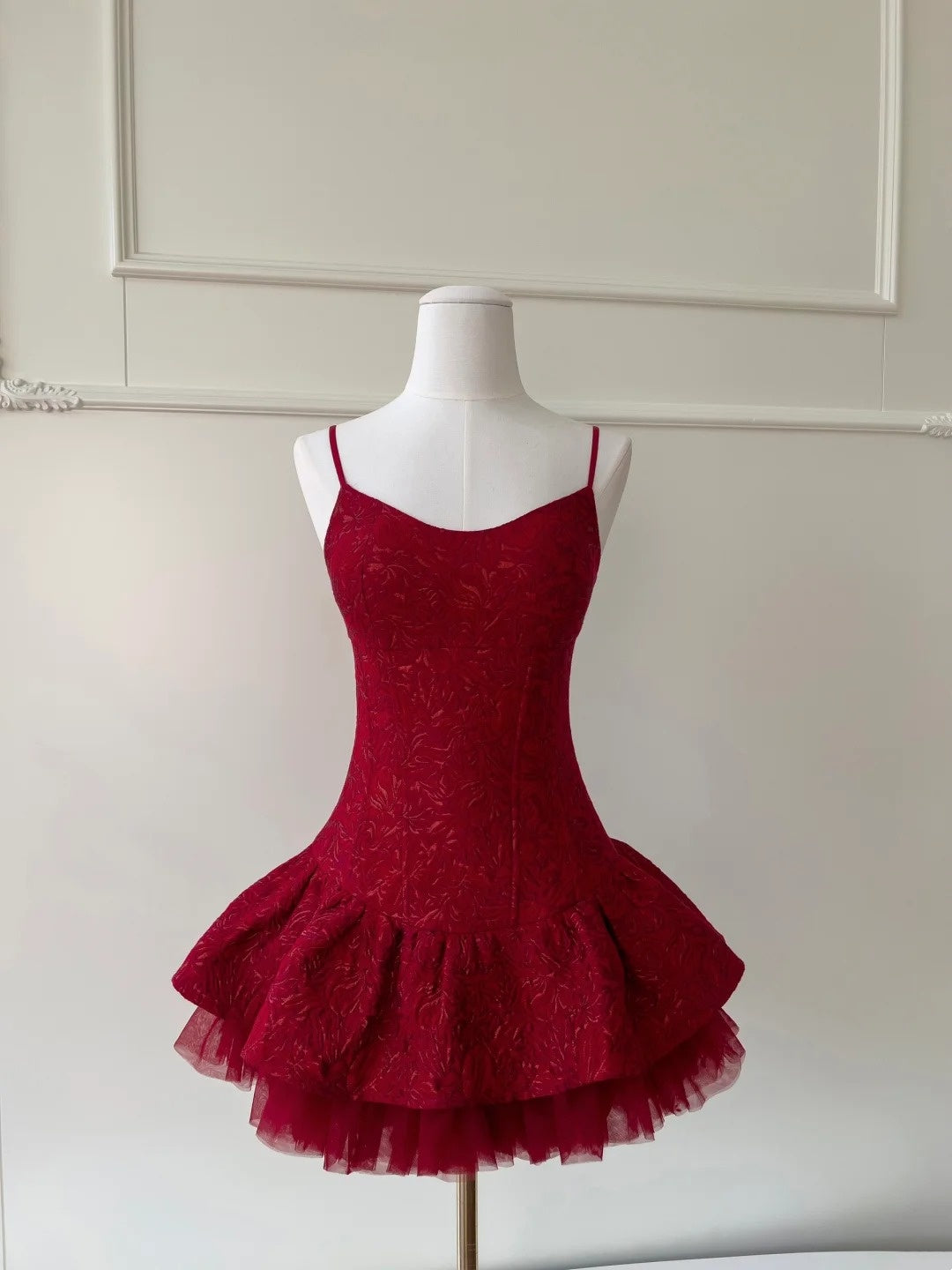 Trendy Red Homecoming Dress Jacquard A-Line Birthday Dress Bows Mini Dress GG5866