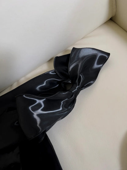 Sexy Spaghetti Straps Homecoming Dress Black Satin A-Line Birthday Dress GG5870